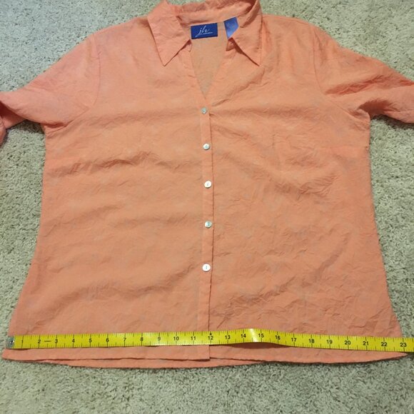 Vintage JH Collectibles Coral & Mother of Pearl Button Up Dress Shirt - Picture 14 of 16